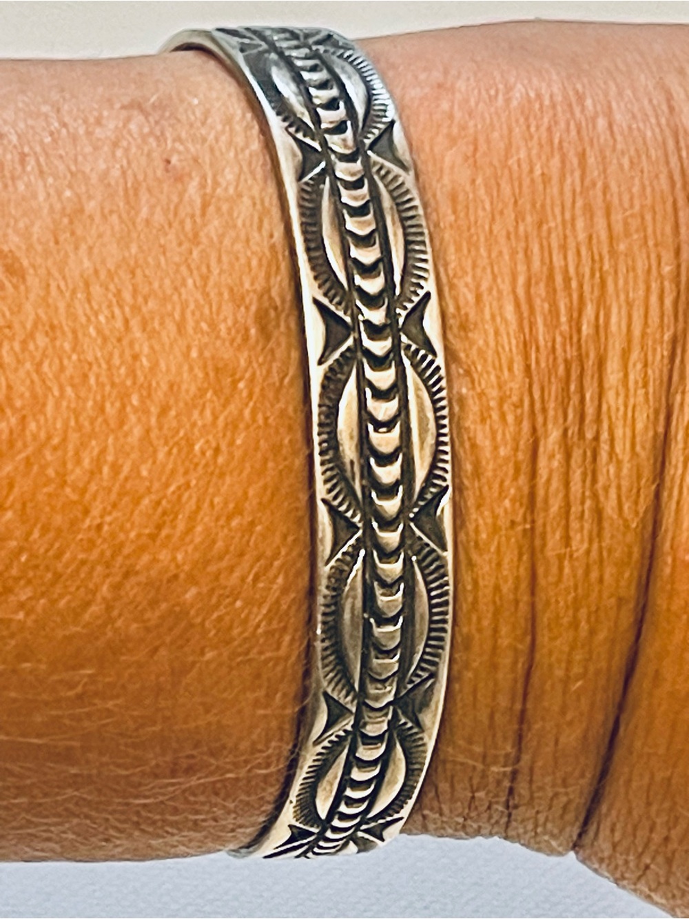 VTG L.A. Willis Navajo Sterling Silver Cuff Bracelet Hand Stamped 20g 6.5"